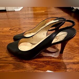 Christian Louboutin Black Leather Slingbacks. Size 39.